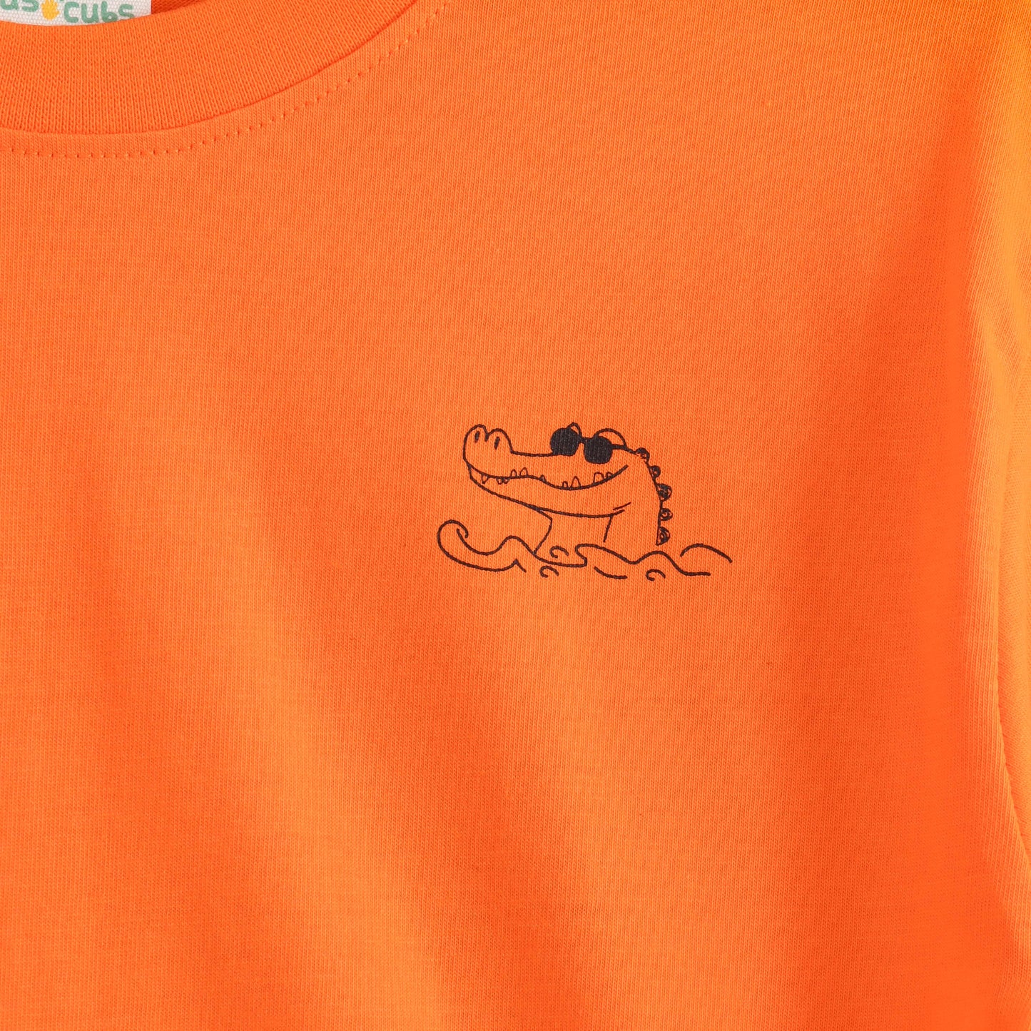 JusCubs Boys Neon Orange Back Graphic Print Cotton T-Shirt | Eat Sleep Surf Repeat Theme