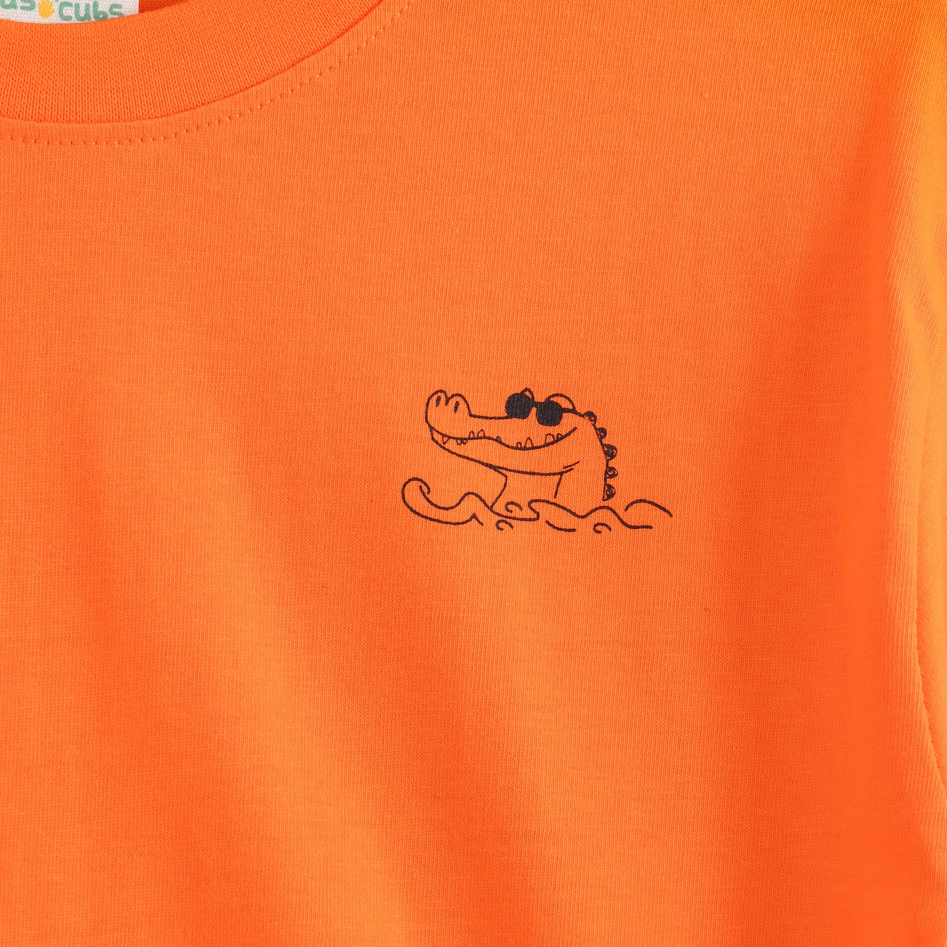 JusCubs Boys Neon Orange Back Graphic Print Cotton T-Shirt | Eat Sleep Surf Repeat Theme