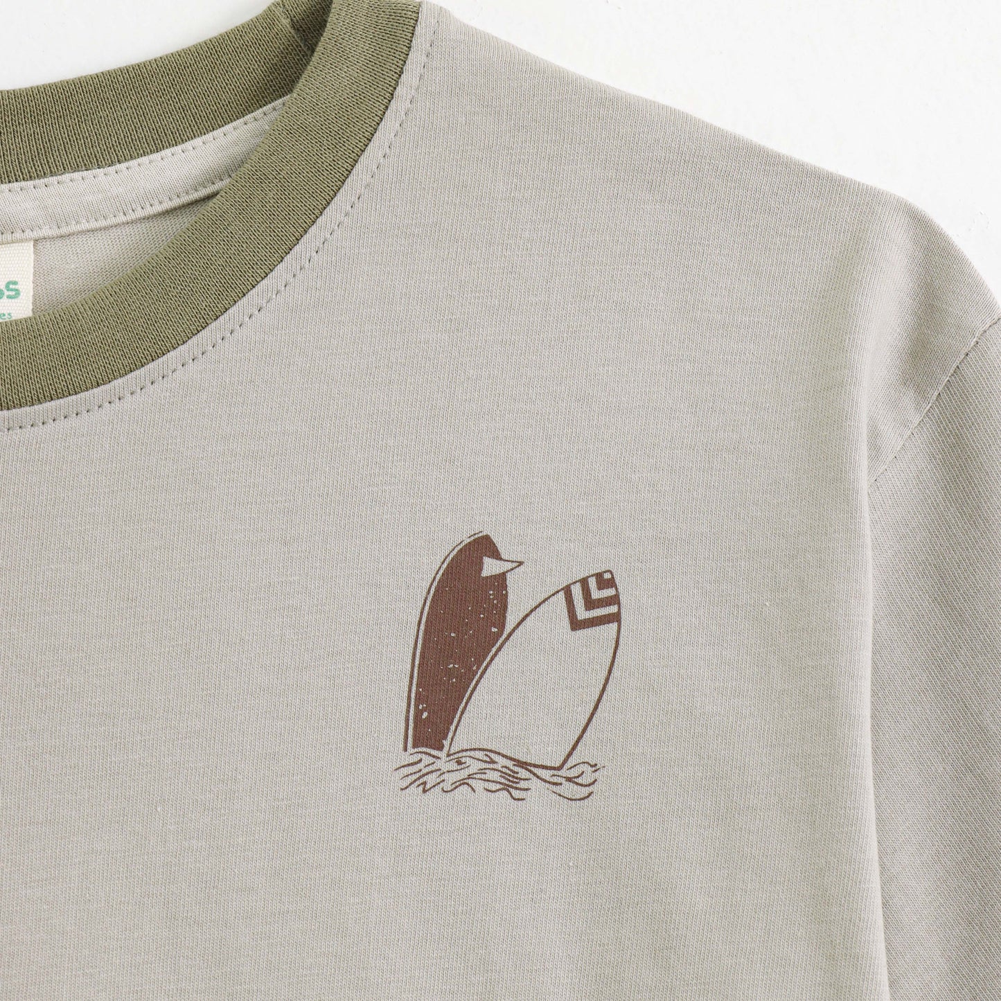 JusCubs Boys Beige Cotton T-Shirt with Surf & Palm Beach Back Print | Summer Casual Wear