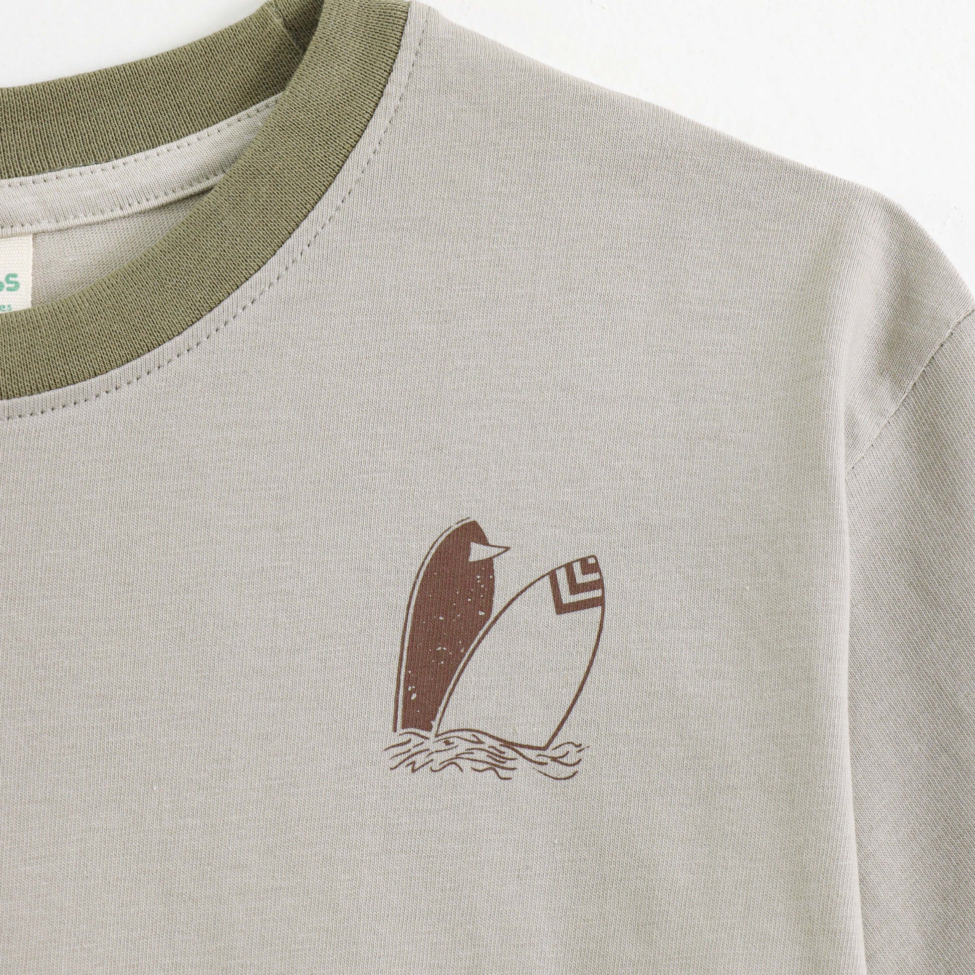 JusCubs Boys Beige Cotton T-Shirt with Surf & Palm Beach Back Print | Summer Casual Wear