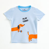 JusCubs Baby Boys Play Time Dog Print Cotton  Set – Blue & White