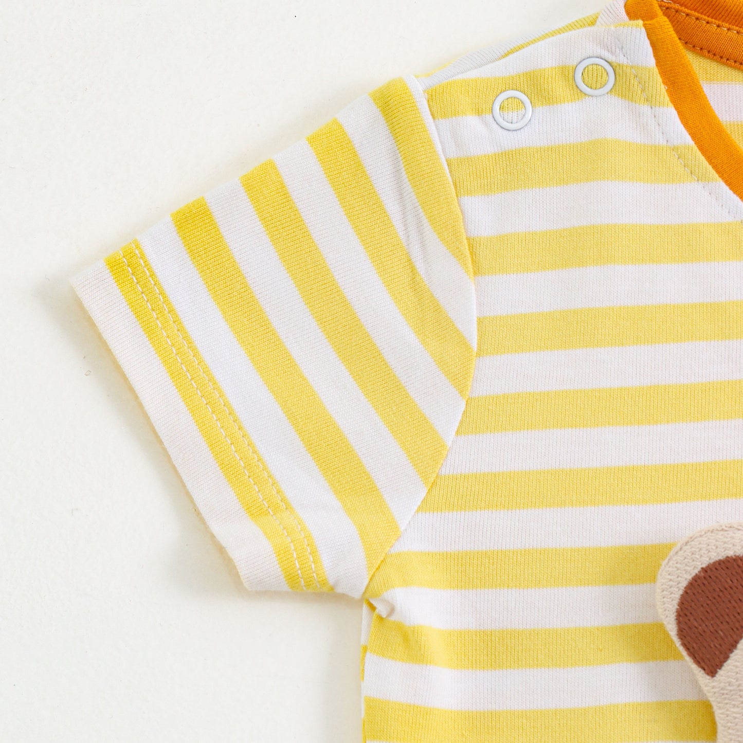 Infant Boys Yellow Stripe Cotton Co-Ord Set with Bear Applique | T-Shirt & Bottom Wear