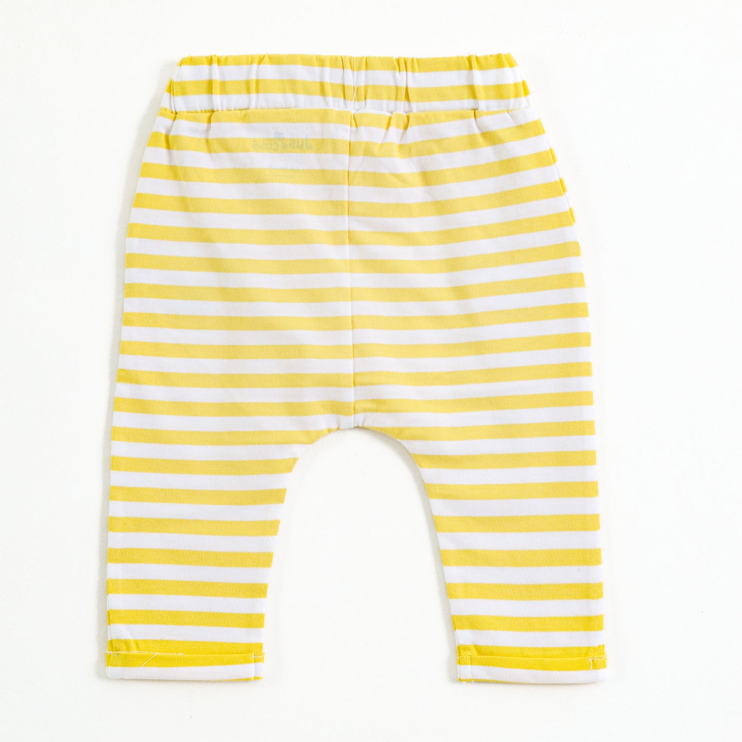 Infant Boys Yellow Stripe Cotton Co-Ord Set with Bear Applique | T-Shirt & Bottom Wear
