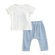 JusCubs Baby Boys Frog Graphic Printed T-Shirt & Striped Pants Co-Ord Set