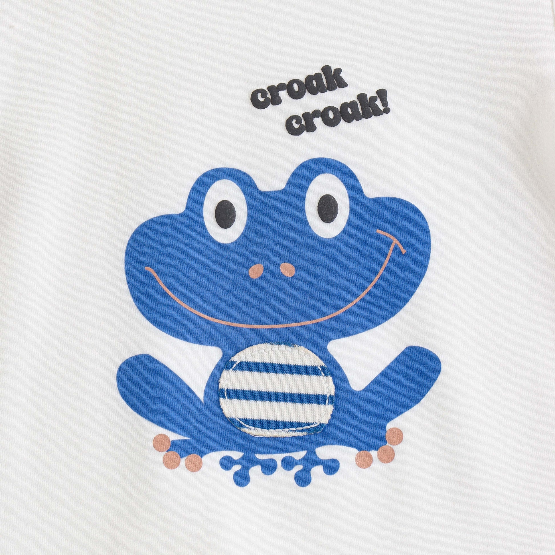 JusCubs Baby Boys Frog Graphic Printed T-Shirt & Striped Pants Co-Ord Set
