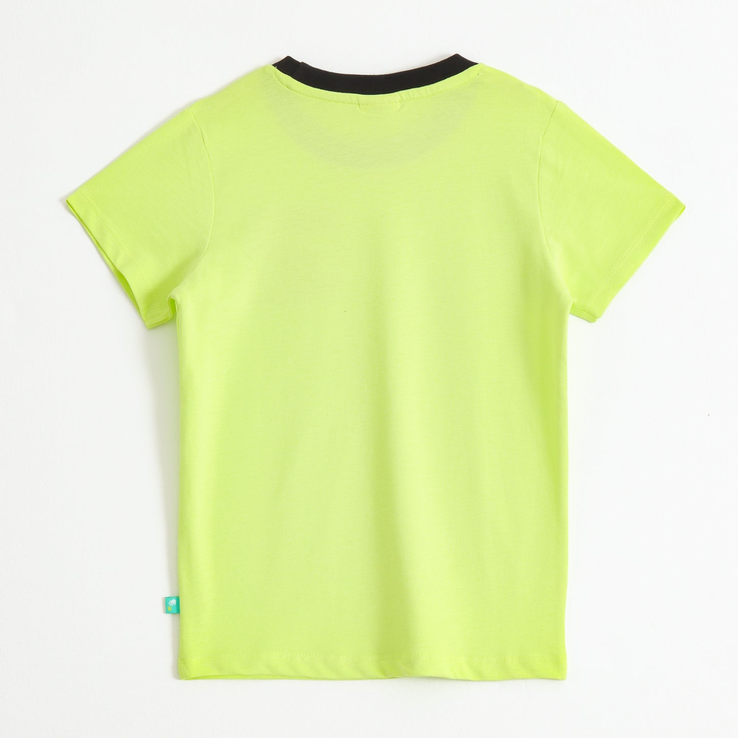 Boys Neon Green Go Surf Back Graphic Printed Cotton T-Shirt