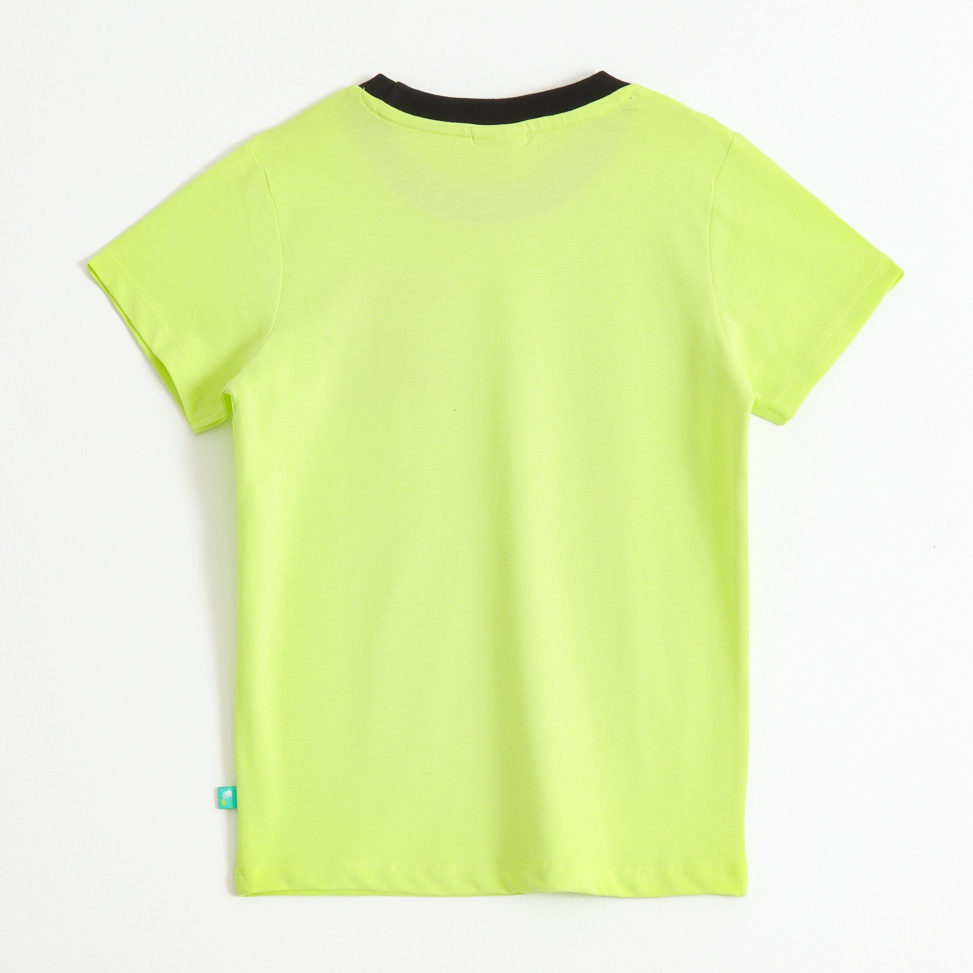 Boys Neon Green Go Surf Back Graphic Printed Cotton T-Shirt