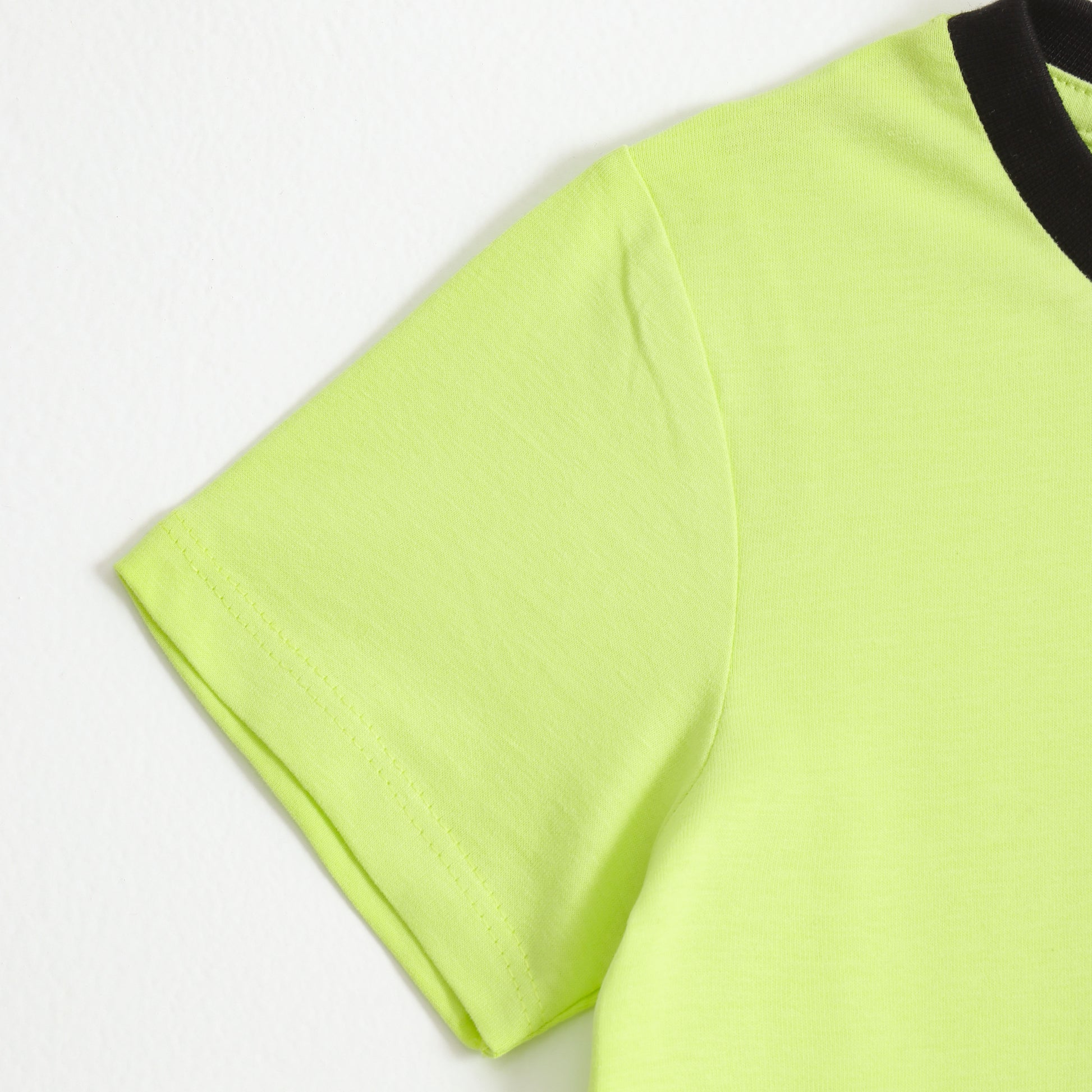 Boys Neon Green Go Surf Back Graphic Printed Cotton T-Shirt
