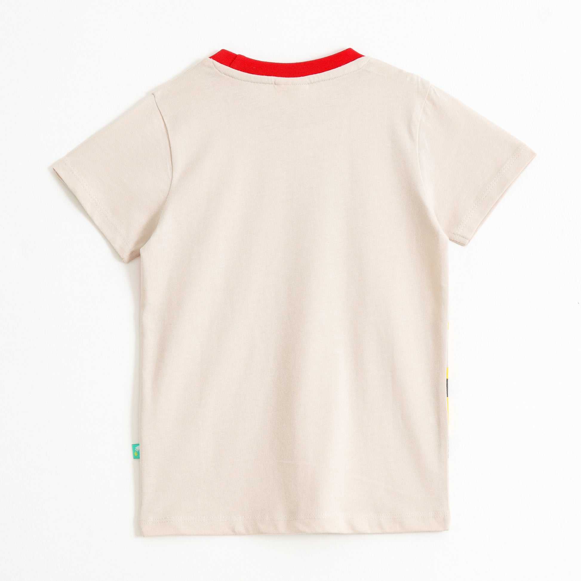 Boys Beige Vehicle Graphic Printed Cotton T-Shirt