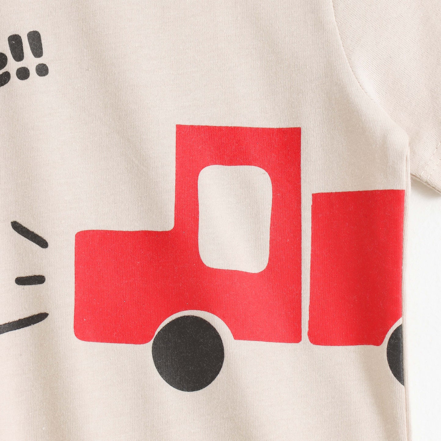 Boys Beige Vehicle Graphic Printed Cotton T-Shirt