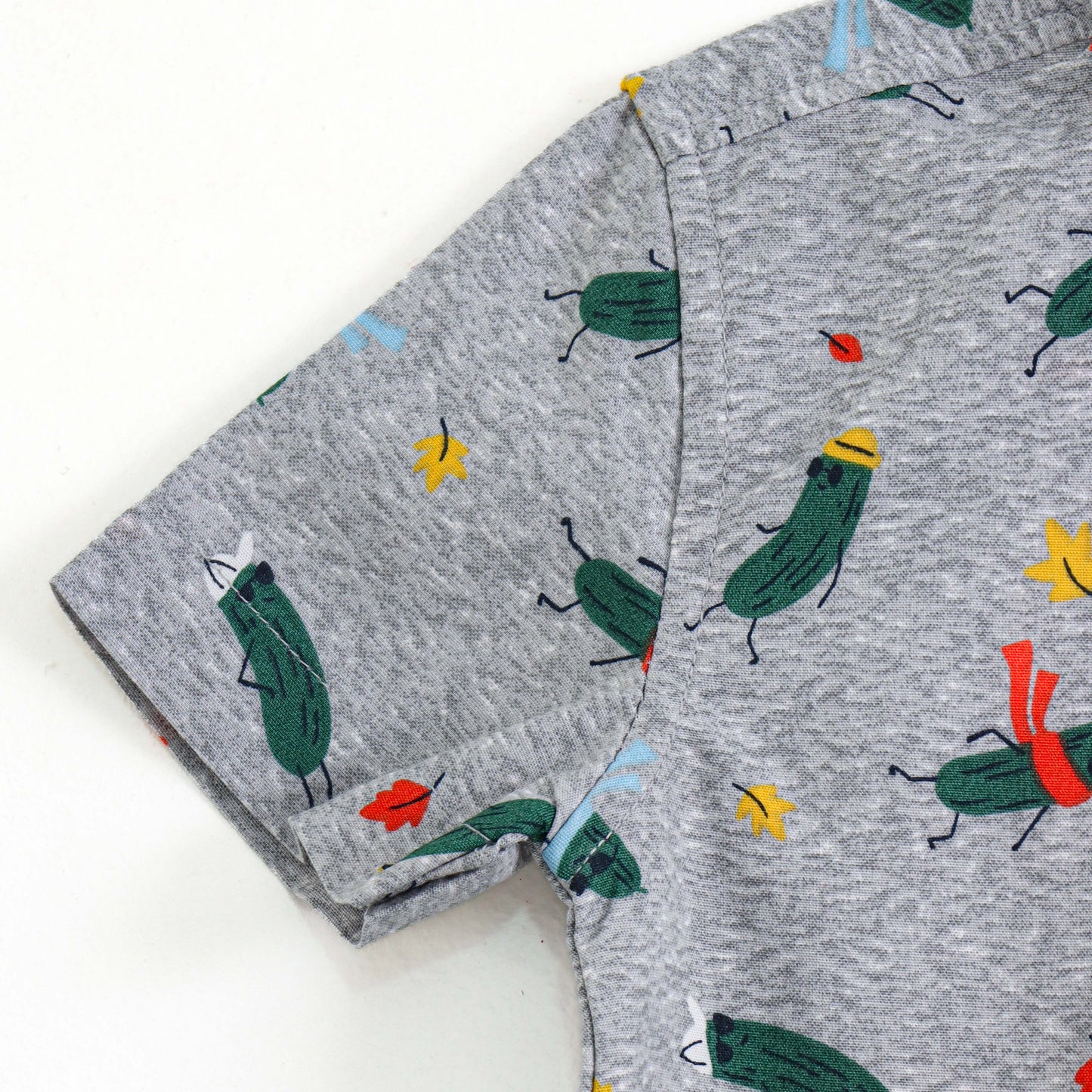 Baby Boys Grey Printed Shirt with Collar – Lightweight Cotton Summer Wear | JusCubs