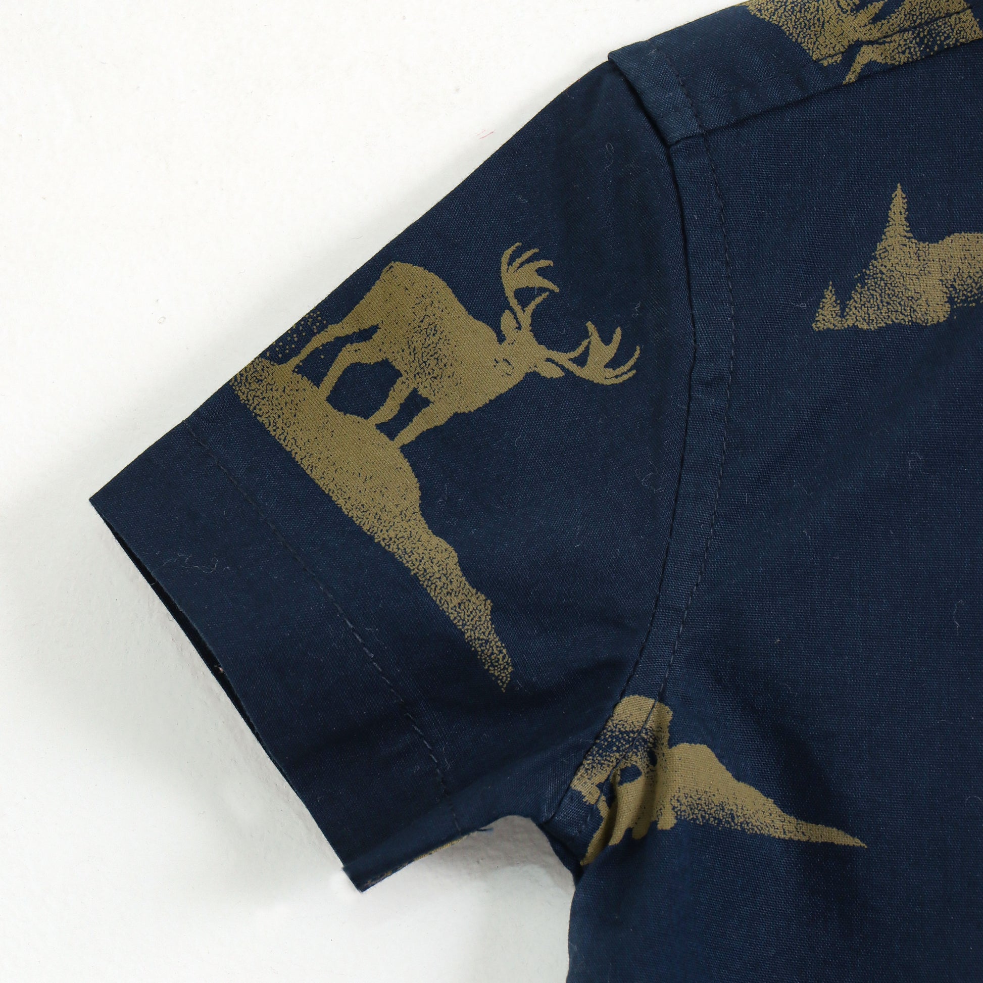 Baby Boys Navy Blue Animal Print Shirt – Soft Cotton Half Sleeve Kids Shirt by JusCubs