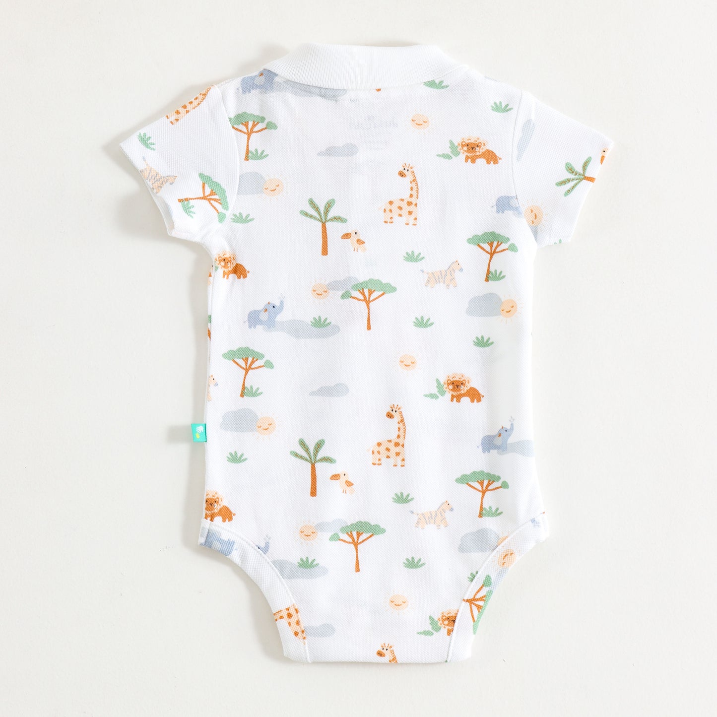 JusCubs Infant Boys Safari Print Polo Bodysuit
