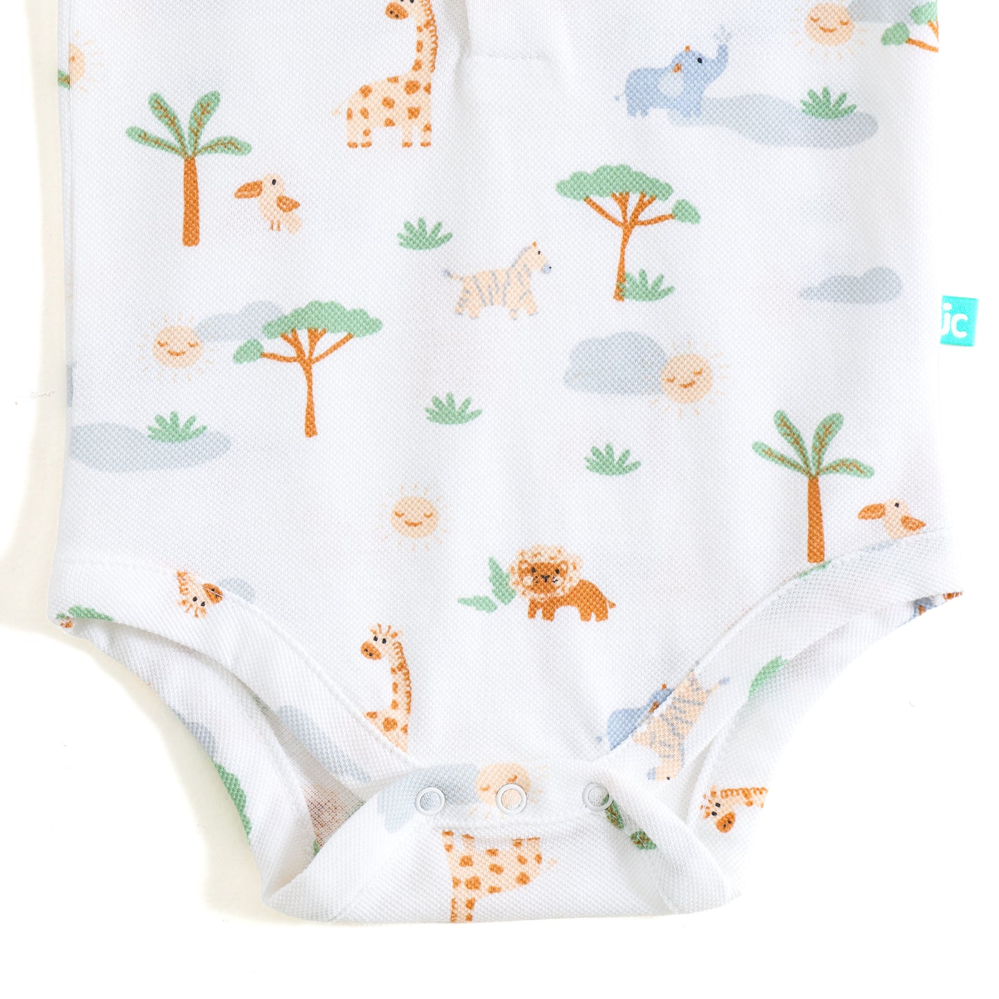 JusCubs Infant Boys Safari Print Polo Bodysuit