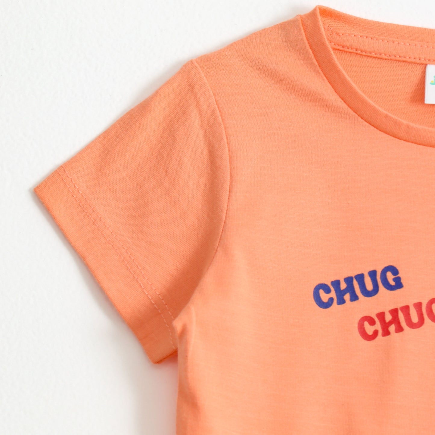 Baby Boys Peach Train Graphic Printed Cotton T-Shirt