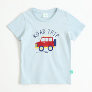 Baby Boys Sky Blue Road Trip Graphic Printed Cotton T-Shirt