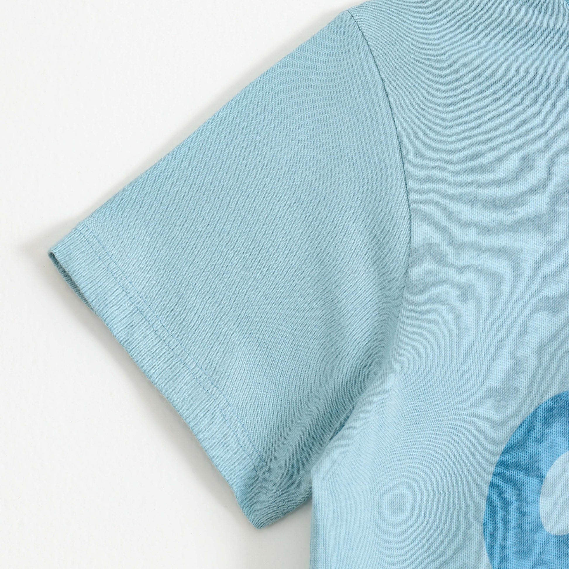 Boys Sky Blue "Camp Life" Graphic Printed Cotton T-Shirt