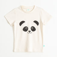 JusCubs Boys Cream Panda Face Graphic Printed Cotton T-Shirt