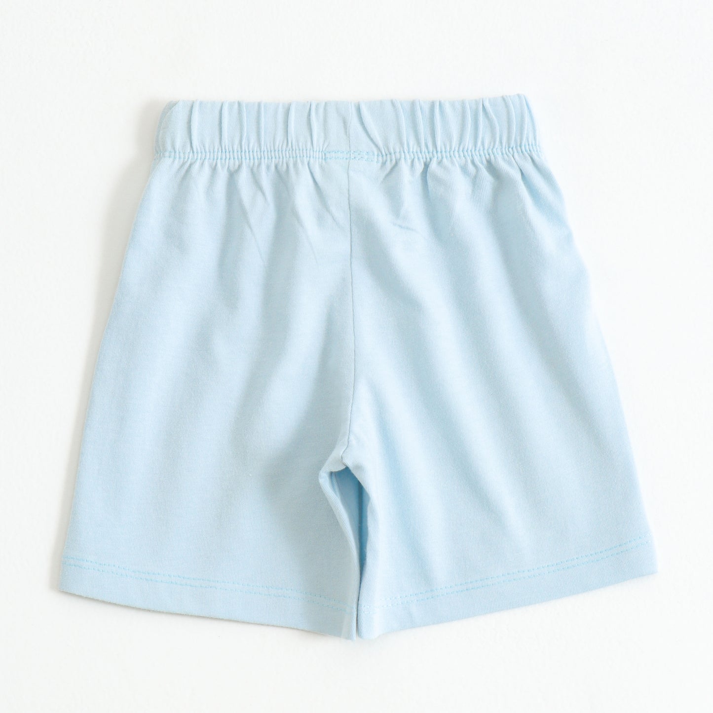 Boys Sky Blue Cotton Knit Drawstring Shorts with Jeep Print