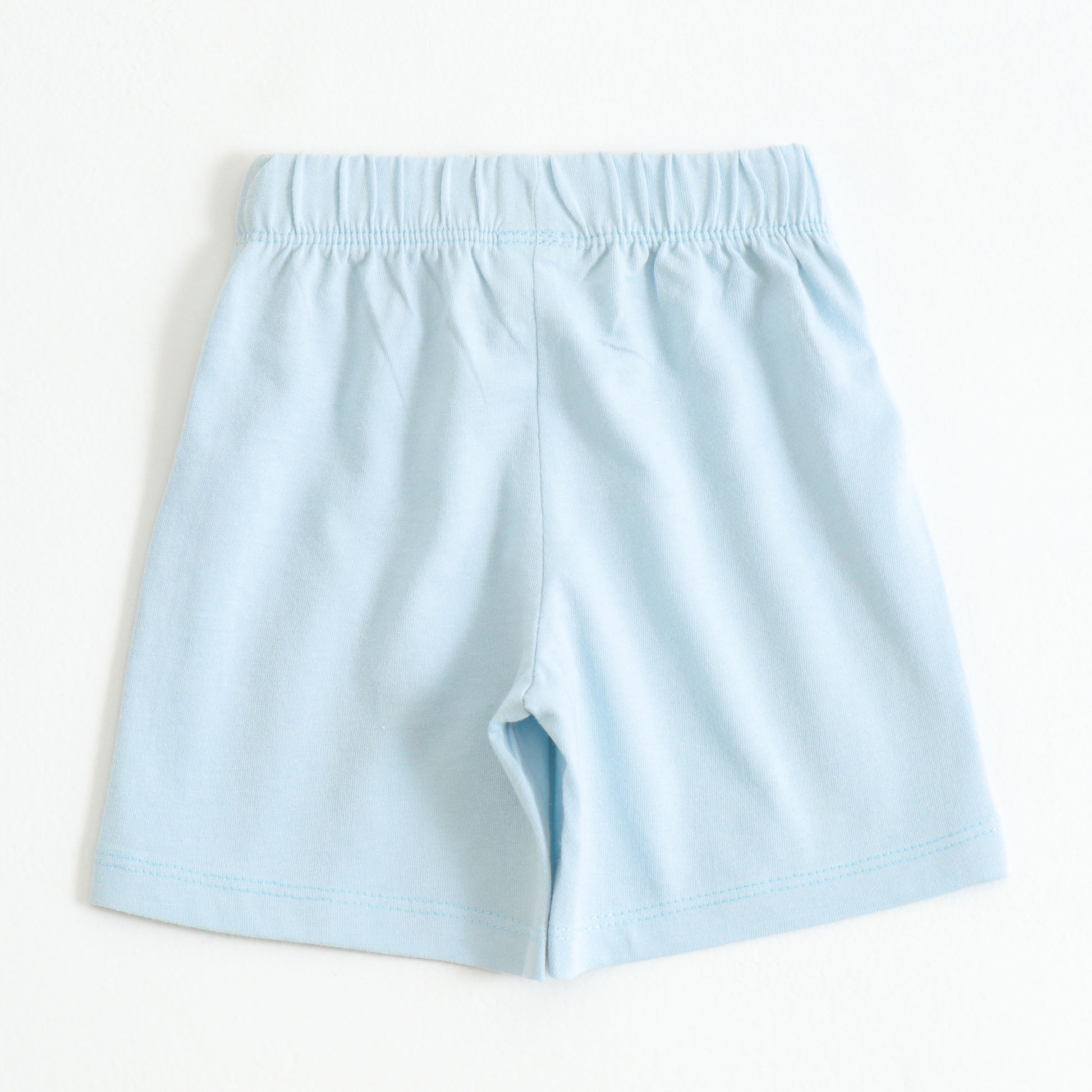 Boys Sky Blue Cotton Knit Drawstring Shorts with Jeep Print