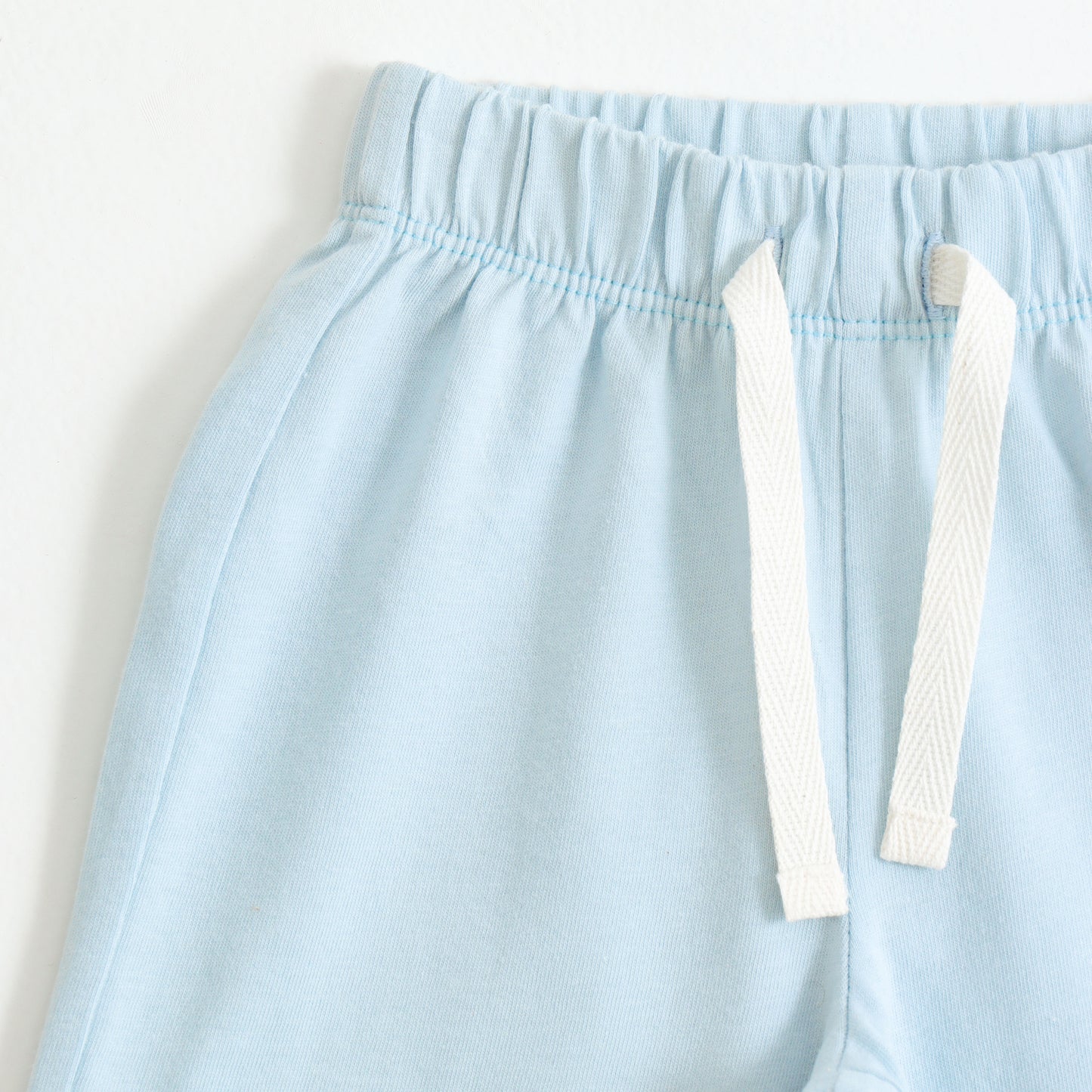 Boys Sky Blue Cotton Knit Drawstring Shorts with Jeep Print