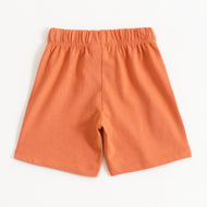Boys Orange Solid Cotton Knit Regular Fit Shorts with Elastic Waist & Drawstring