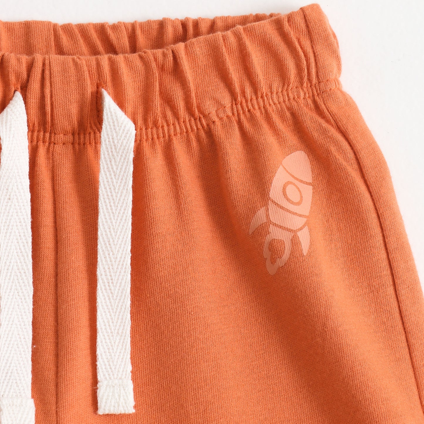 Boys Orange Solid Cotton Knit Regular Fit Shorts with Elastic Waist & Drawstring