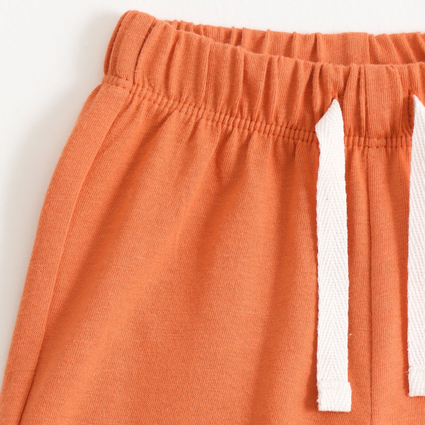 Boys Orange Solid Cotton Knit Regular Fit Shorts with Elastic Waist & Drawstring