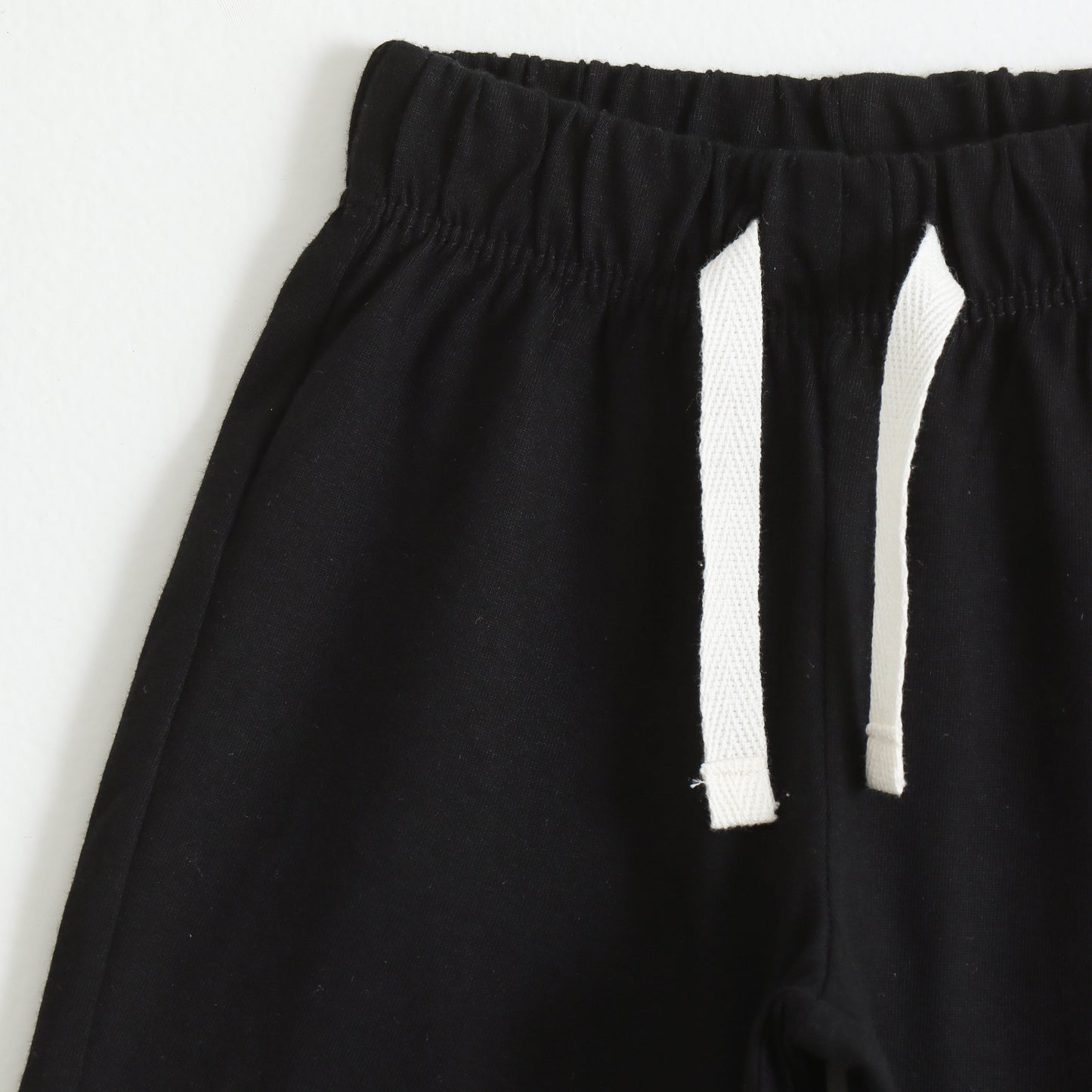 Boys Black Cotton Knit Drawstring Shorts with Robot Print