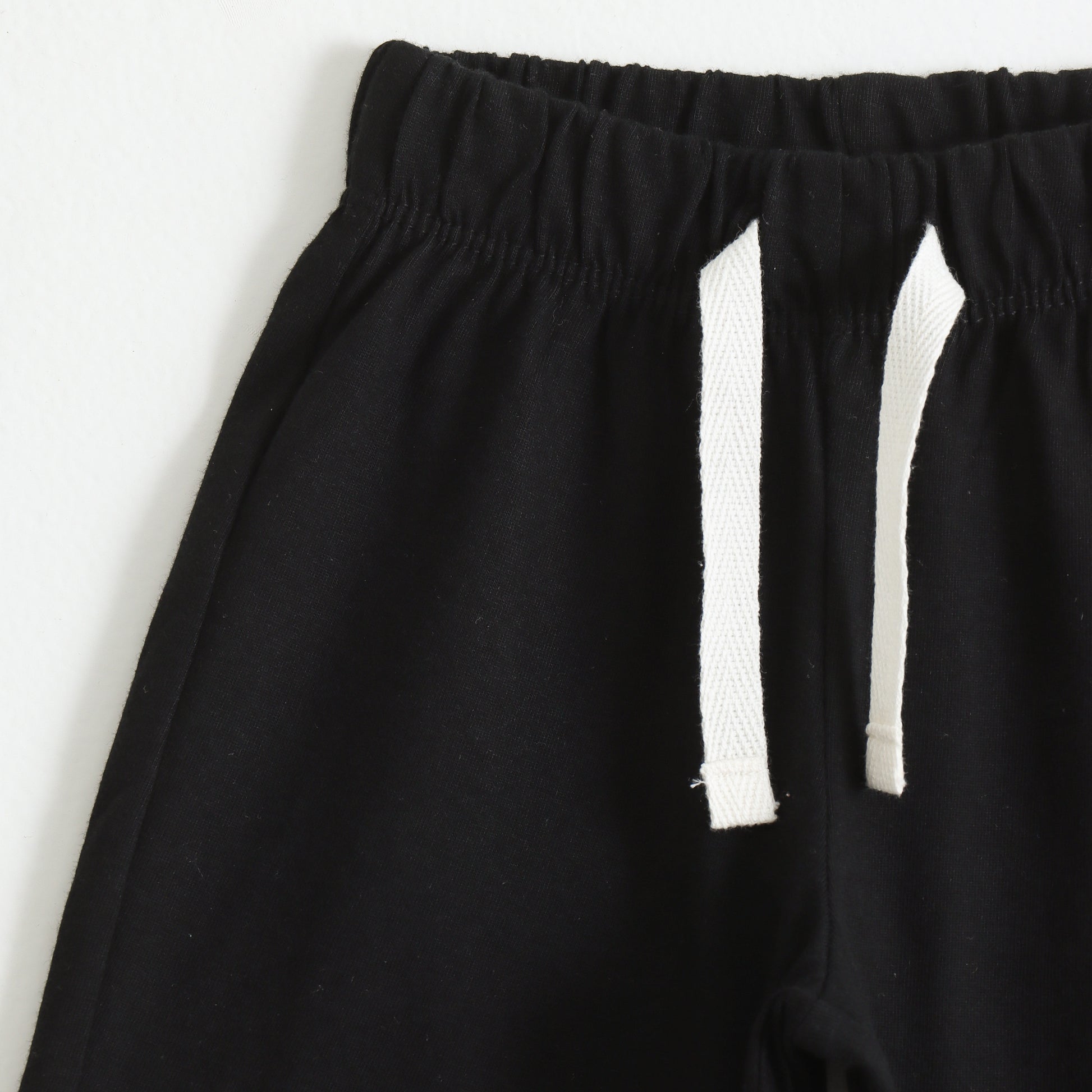 Boys Black Cotton Knit Drawstring Shorts with Robot Print