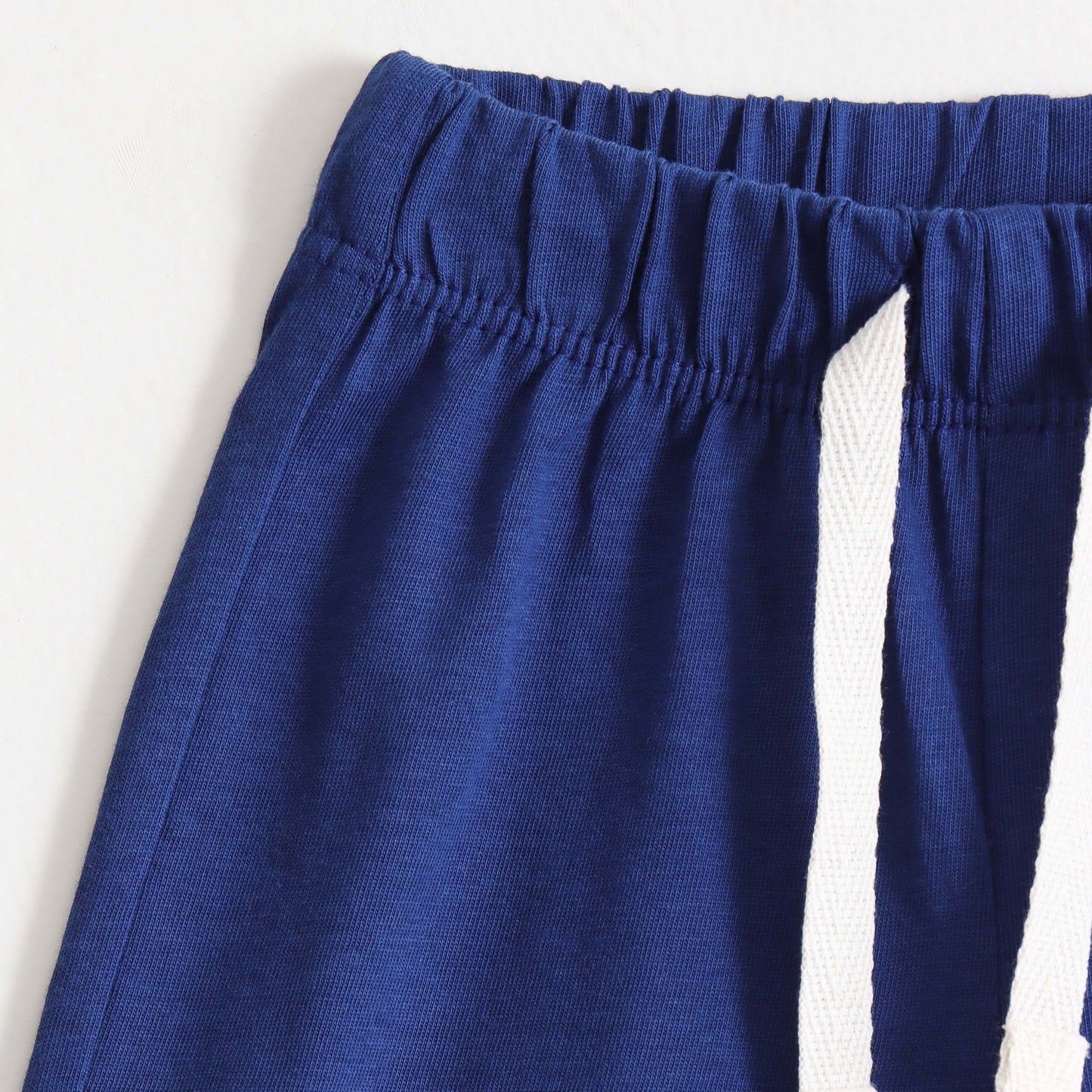 Boys Navy Blue Typography Printed Cotton Knit Regular Fit Shorts with Elastic Waist & Drawstring