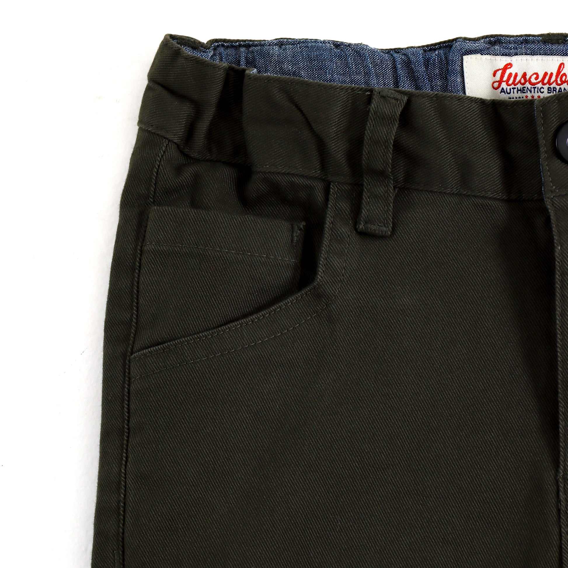 JusCubs Boys Solid Olive Casual Trouser