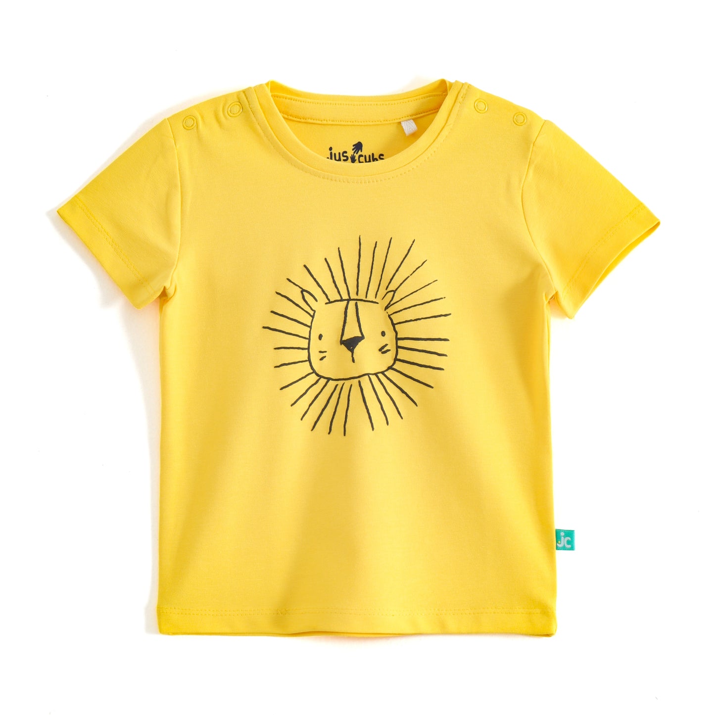 JusCubs Boys Yellow Lion Graphic Printed T-Shirt & Safari Animal Printed Shorts Co-Ord Set