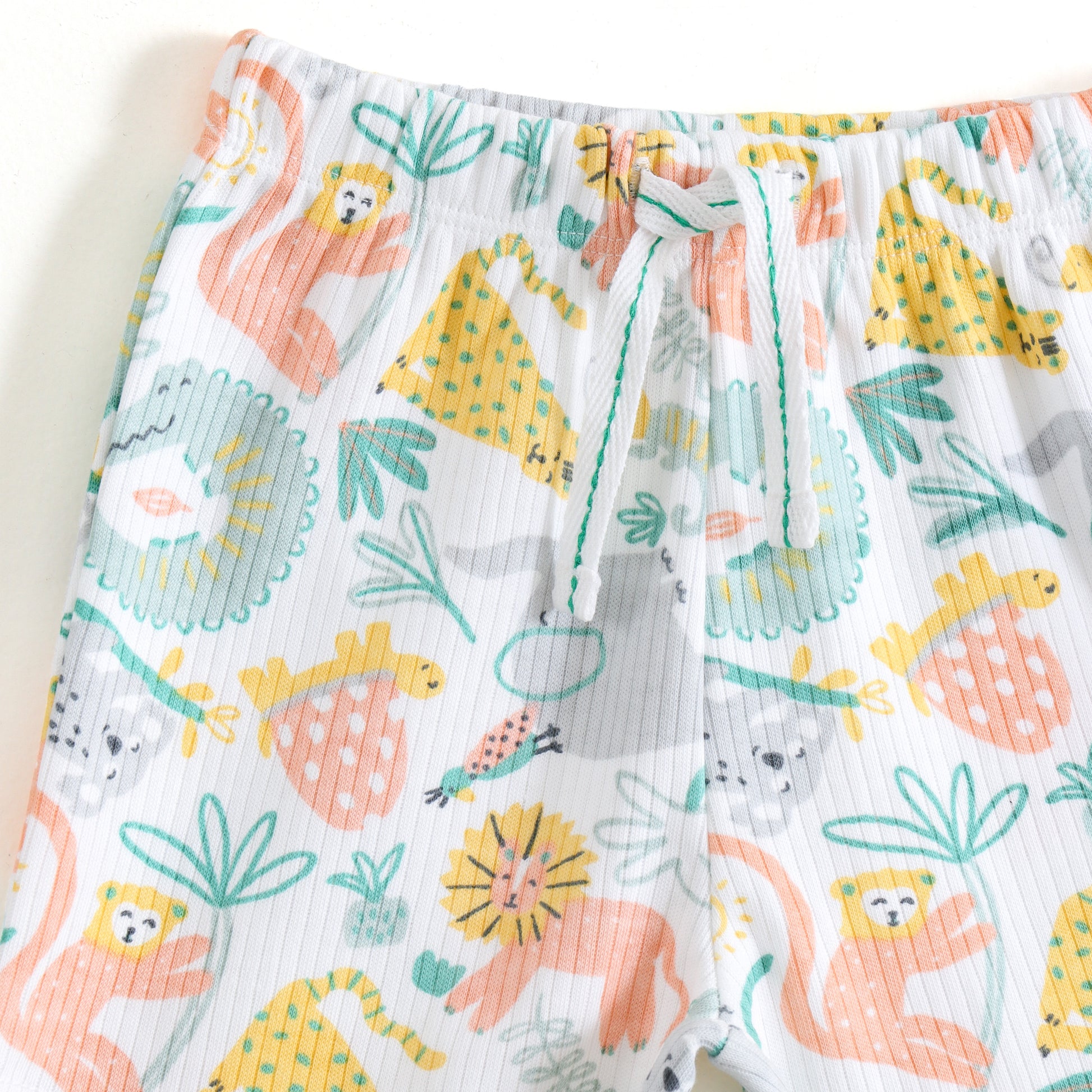 JusCubs Boys Yellow Lion Graphic Printed T-Shirt & Safari Animal Printed Shorts Co-Ord Set