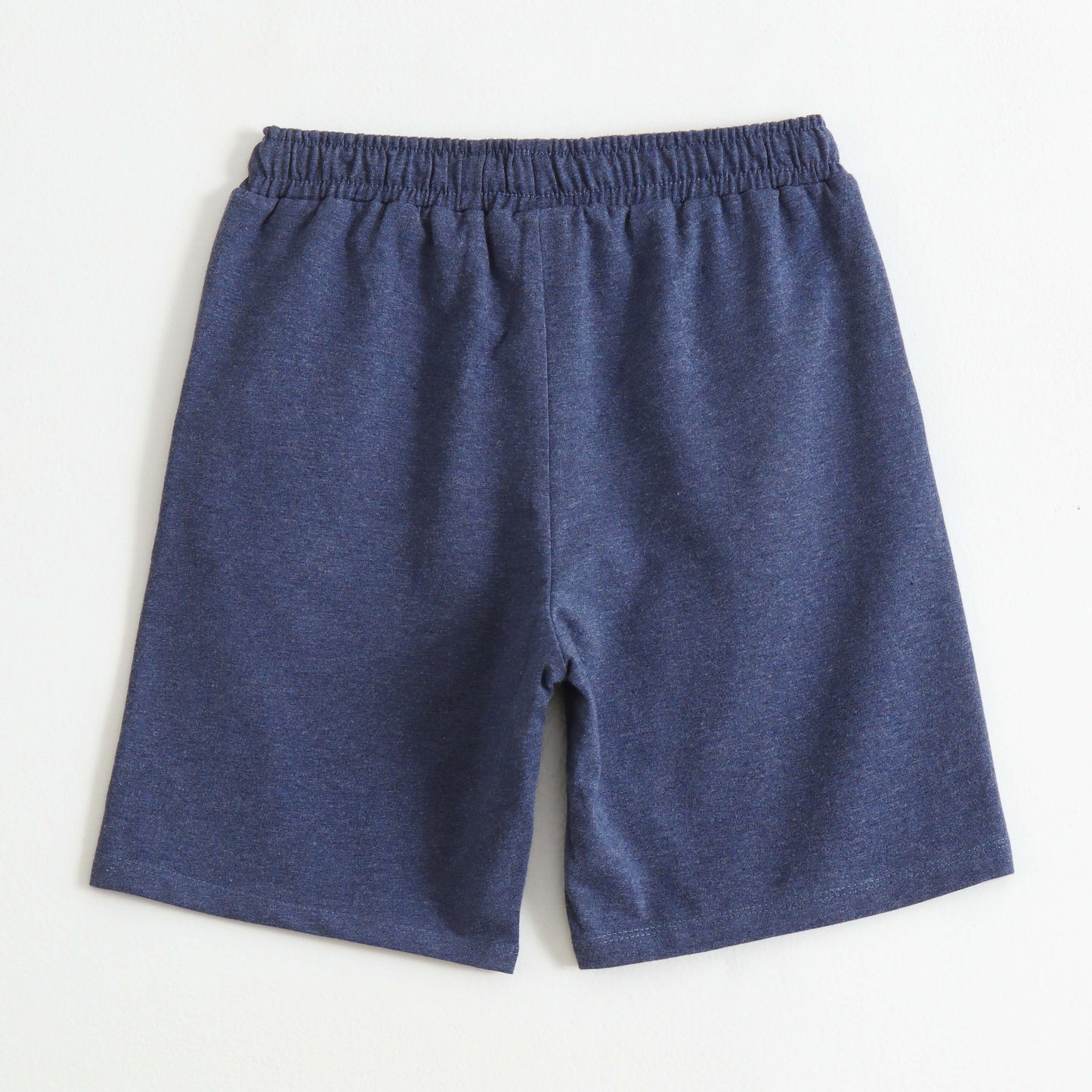 Boys Navy Blue Solid Cotton Shorts with Drawstring Waist
