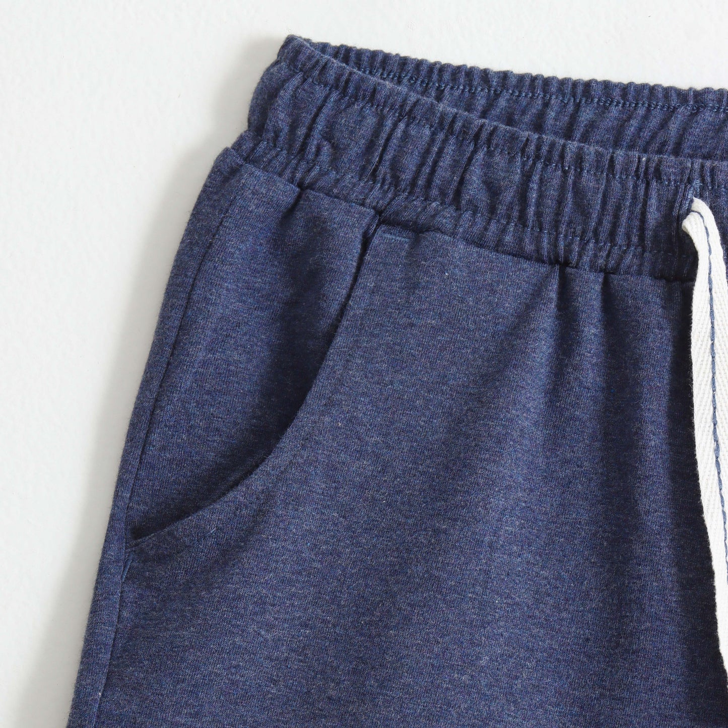 Boys Navy Blue Solid Cotton Shorts with Drawstring Waist