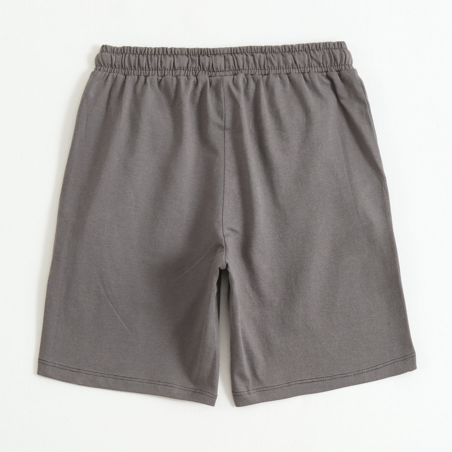Grey Number Print Cotton Shorts with Drawstring Waist