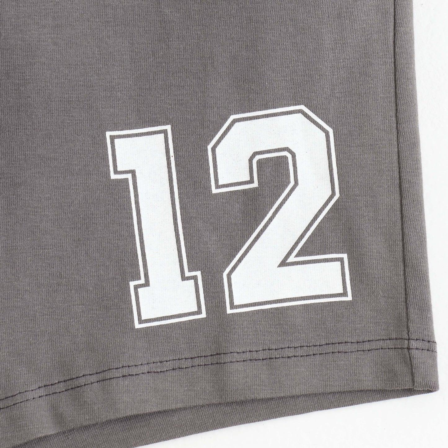 Grey Number Print Cotton Shorts with Drawstring Waist