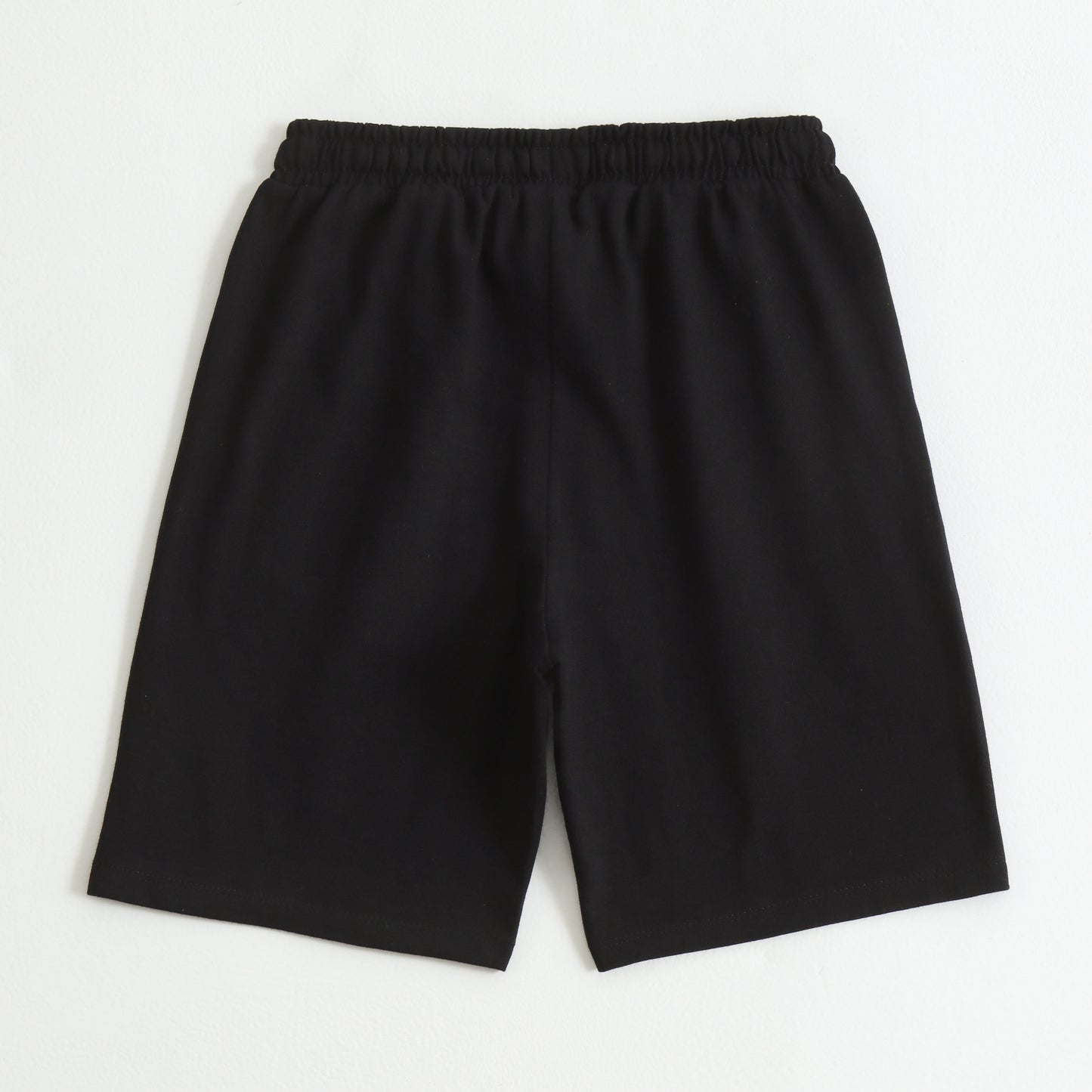 Boys Black Racing Flag Printed Cotton Shorts with Drawstring Waist