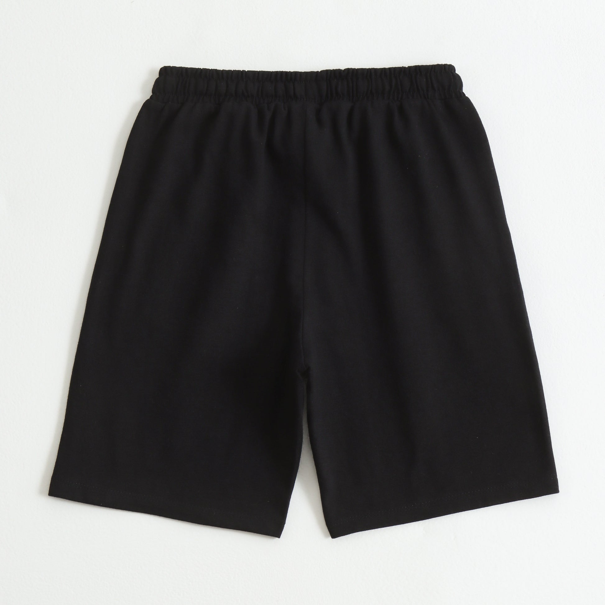 Boys Black Racing Flag Printed Cotton Shorts with Drawstring Waist