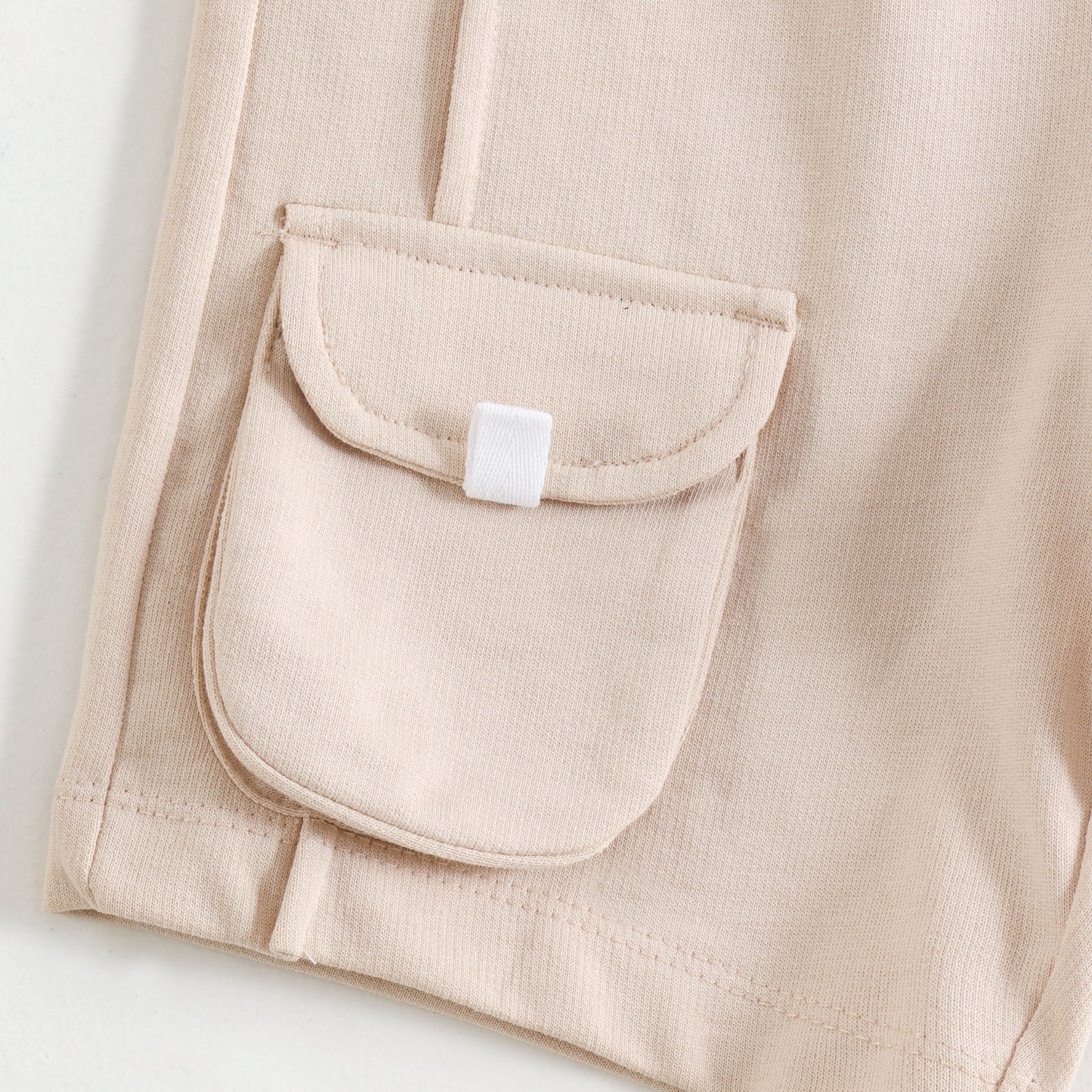 JusCubs Boys Beige Cargo Knit Shorts with Utility Pockets