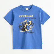 Boys Blue Monster Truck Graphic Printed Cotton T-Shirt