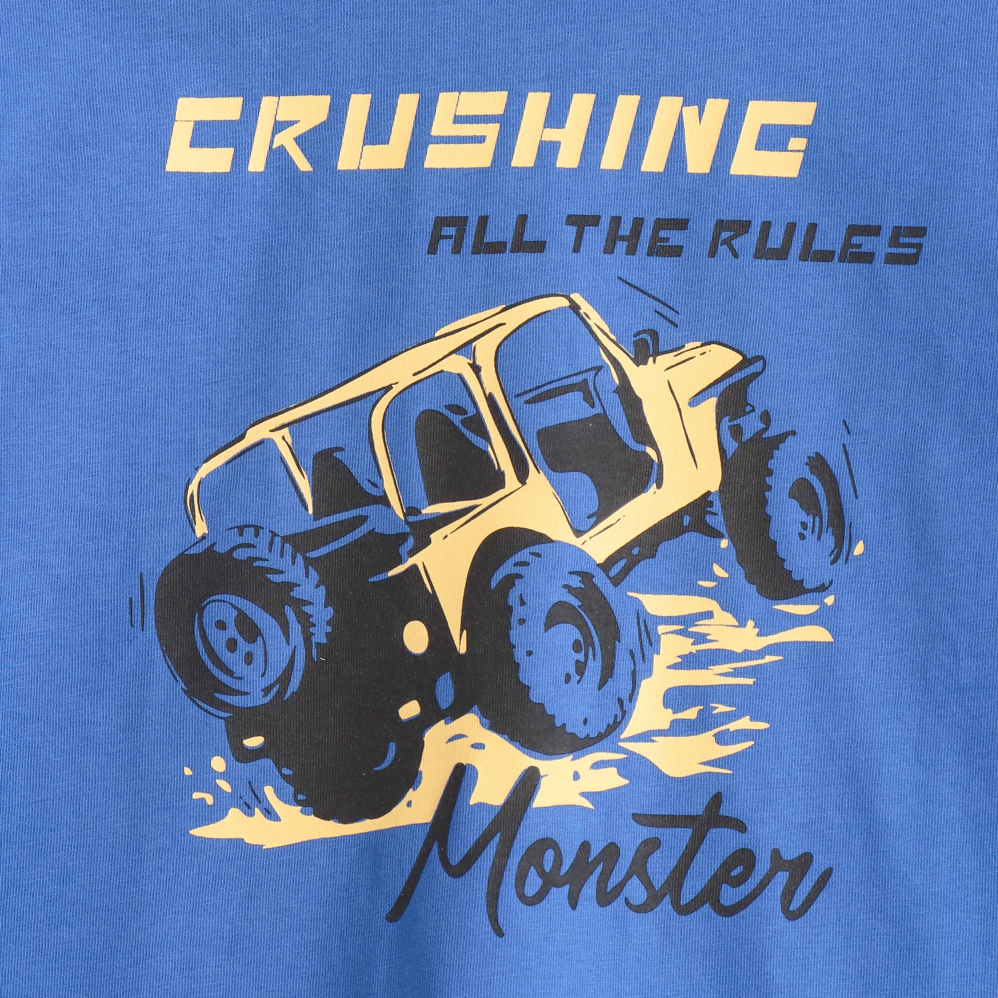 Boys Blue Monster Truck Graphic Printed Cotton T-Shirt