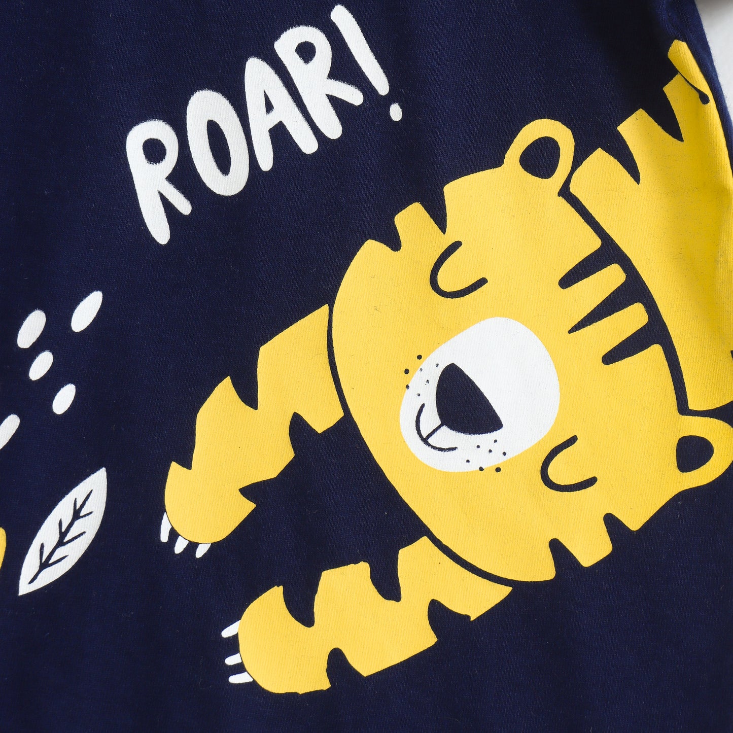 Baby Boys Navy Blue Tiger Graphic Printed Cotton T-Shirt