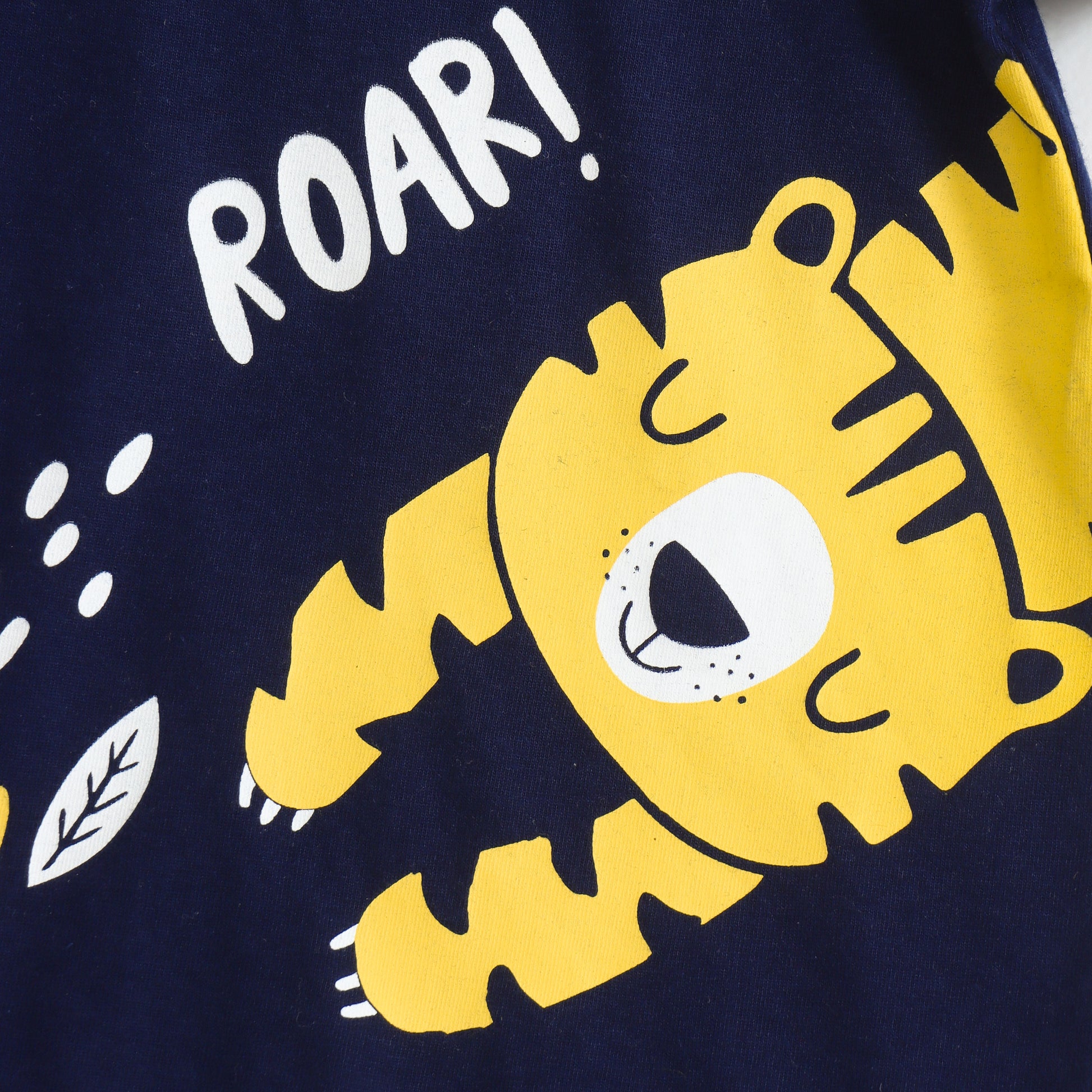 Baby Boys Navy Blue Tiger Graphic Printed Cotton T-Shirt