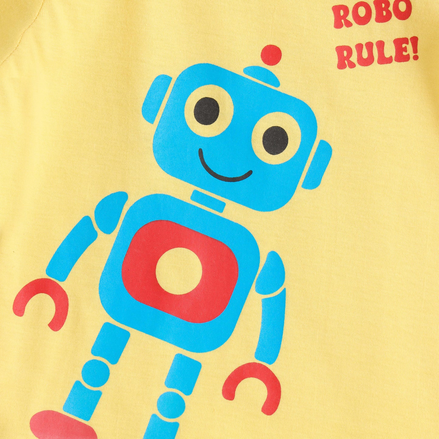 Baby Boys Yellow Robot Graphic Printed Cotton T-Shirt