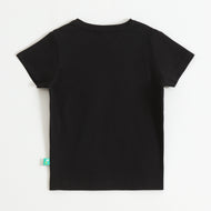 Baby Boys Black Rocket Graphic Printed Cotton T-Shirt