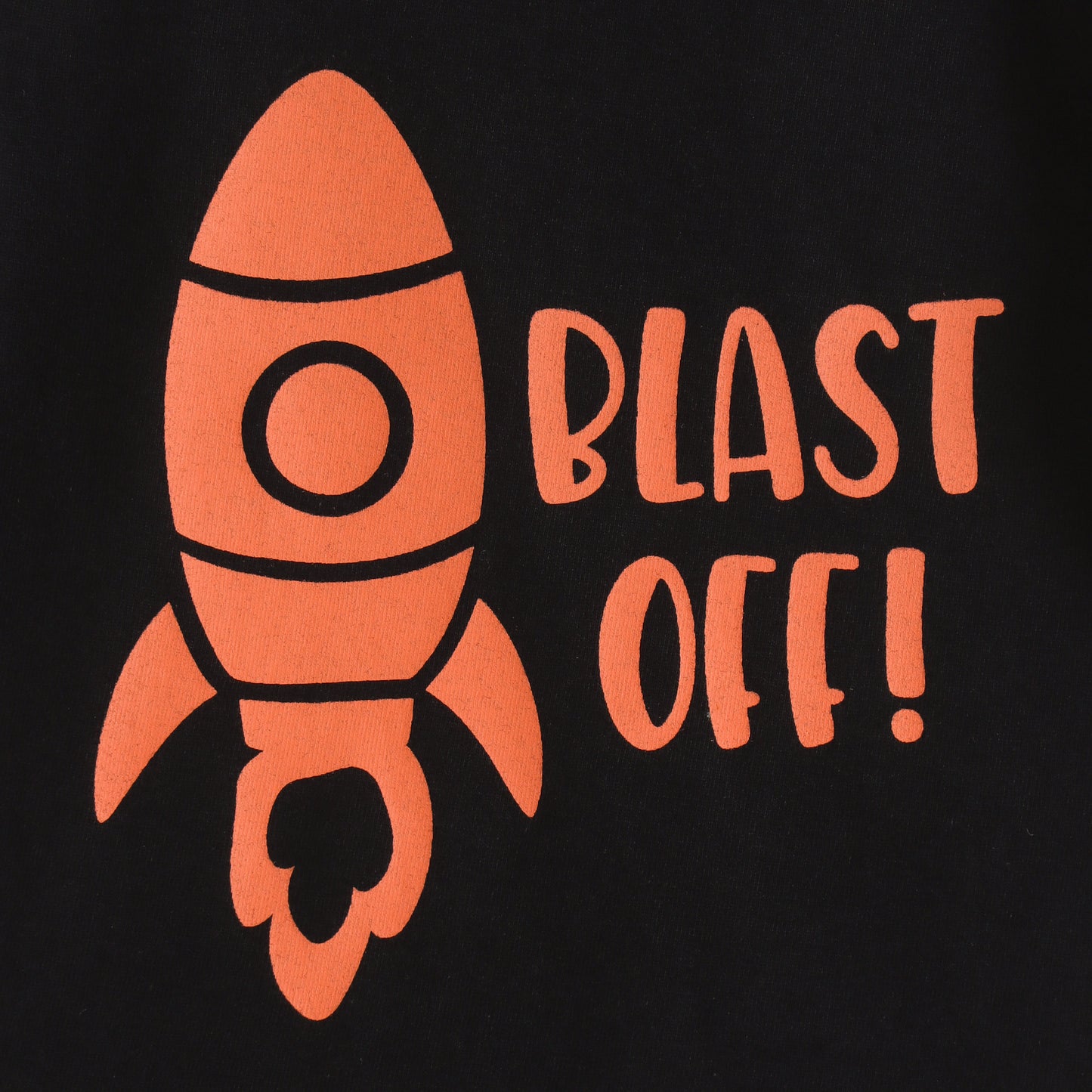 Baby Boys Black Rocket Graphic Printed Cotton T-Shirt