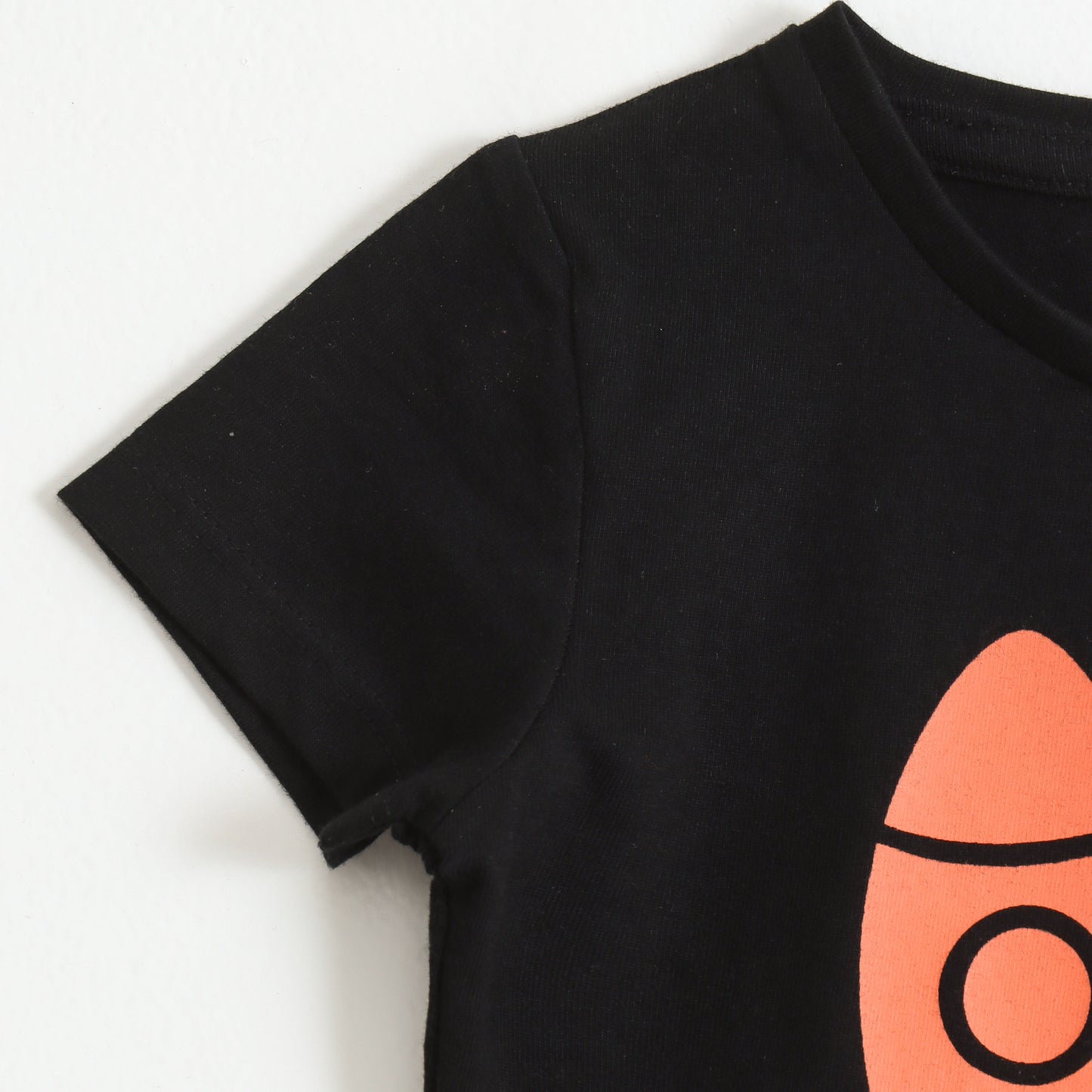Baby Boys Black Rocket Graphic Printed Cotton T-Shirt