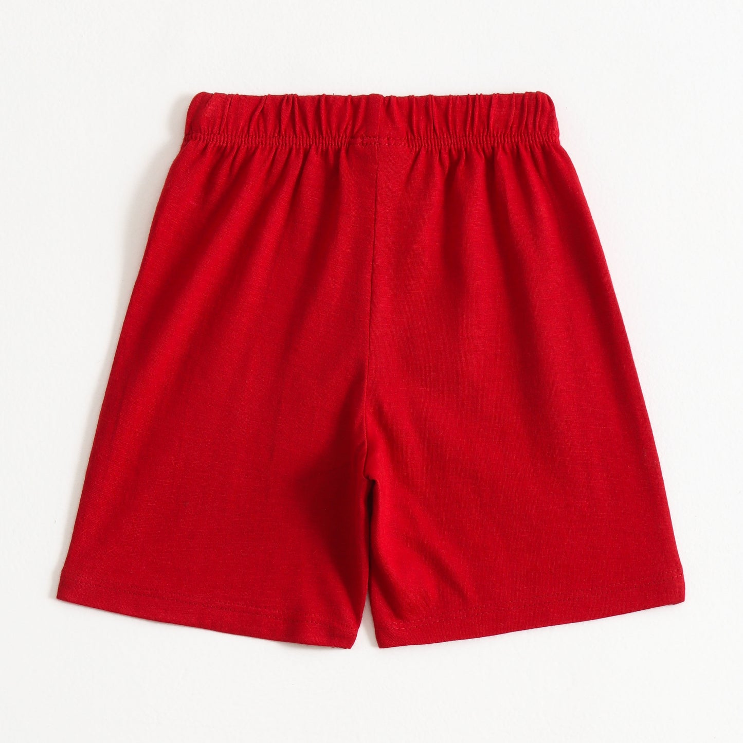 Boys Red Train Graphic Printed Cotton Knit Regular Fit Shorts